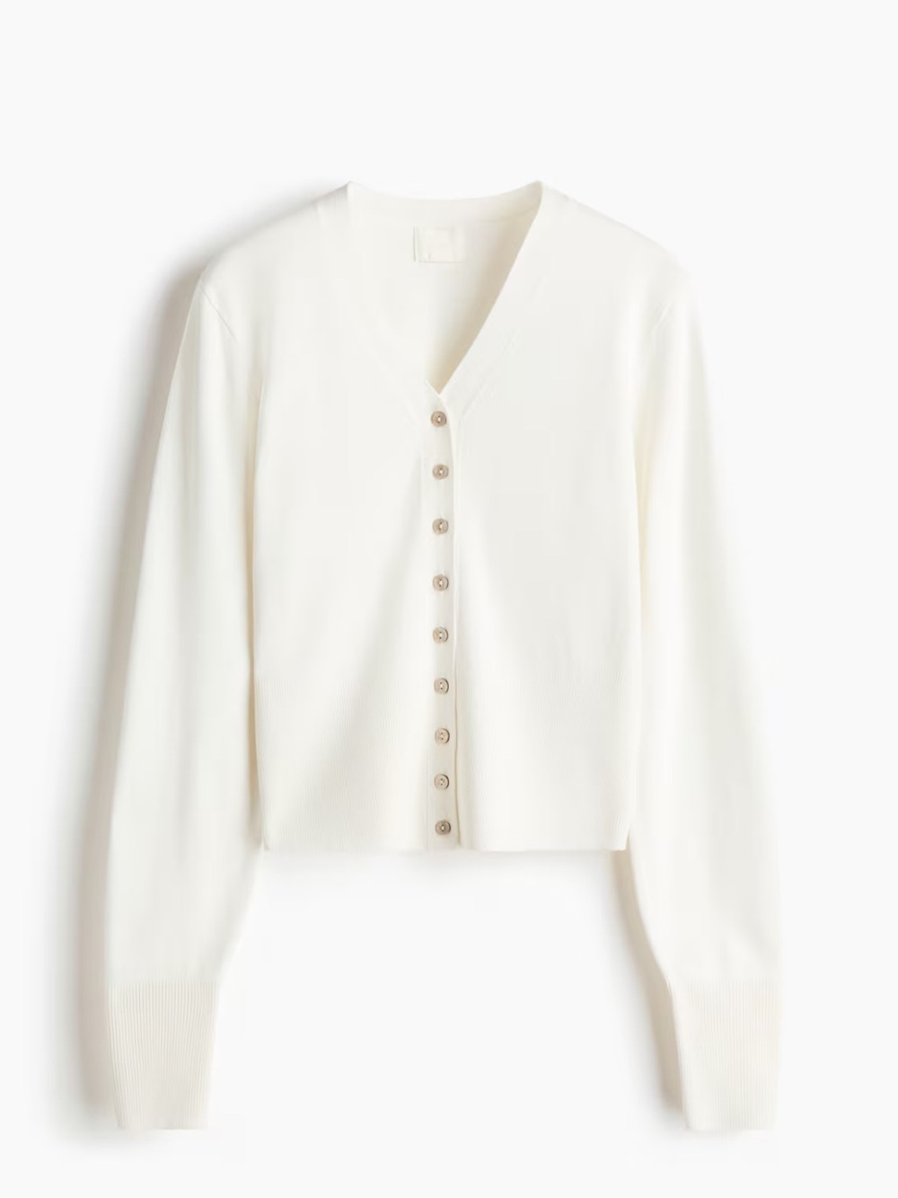 H&M White V-Neck Fine Knit Cardigan Size M